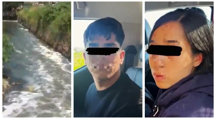 Recién nacida es arrojada a la presa Las Pintas en El Salto; padres fueron detenidos. En la imagen se observa a los presuntos responsables y la escena del trágico hallazgo.