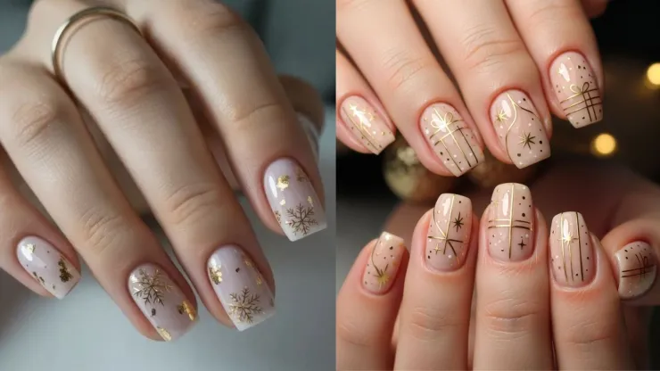 19 ideas de uñas nude con brillos: se ven hermosas en cortas o largas y serás la sensación en Navidad.