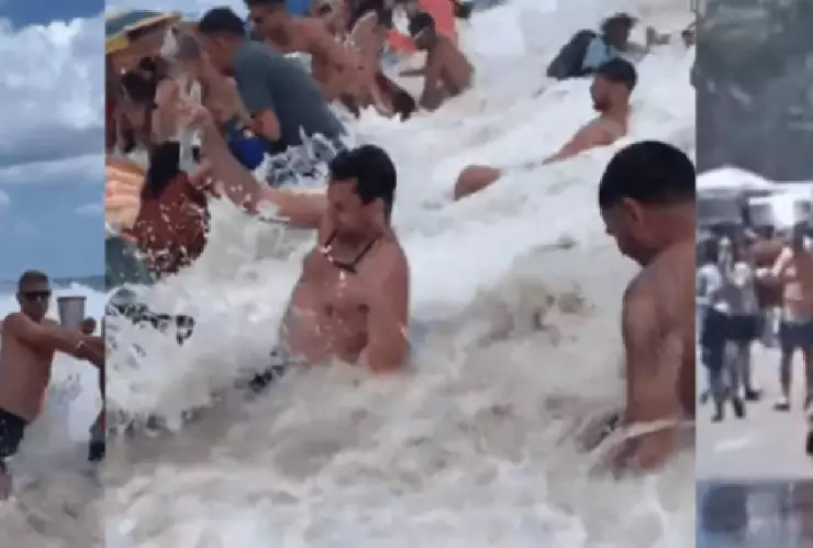 VIDEO_ Una ola GIGANTE sorprende a los bañistas en playa de Brasil, así los arrastró