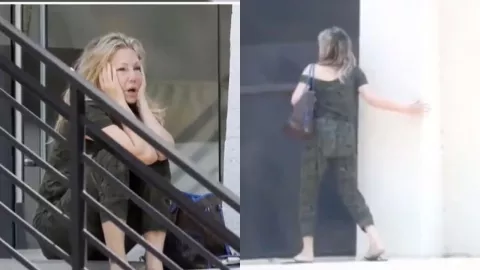 Famosa actriz es captada caminando al borde de un edificio