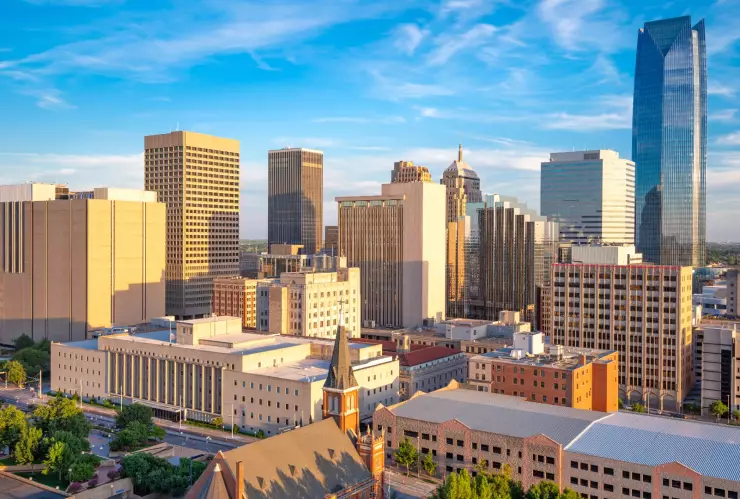 Vista aérea de edificios en Estados Unidos