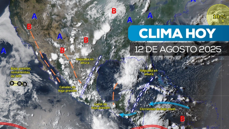 El SMN advierte lluvias fuertes y temperaturas extremas el martes 12 de agosto en gran parte del país.