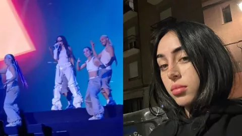 Nicki Nicole llora durante concierto