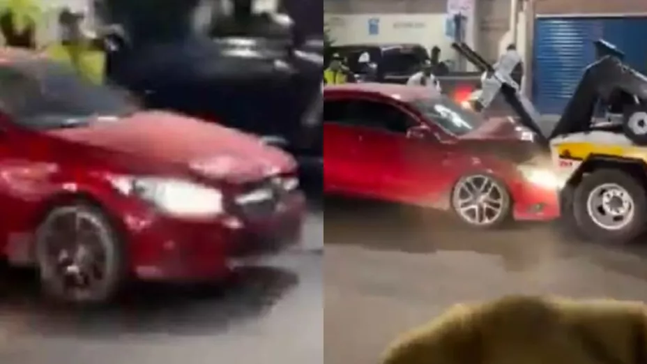 Mujer huye para evitar infracción y choca con la grúa de la policía