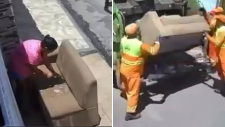 Sacó su sillón para lavarlo y se lo llevó el camión de la basura.png