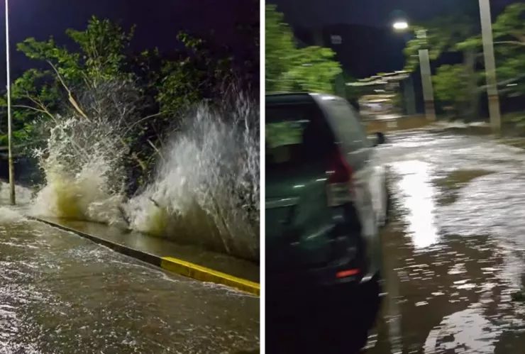 Usuarios captaron el momento exacto en que la laguna de Maxacapan se desbordó