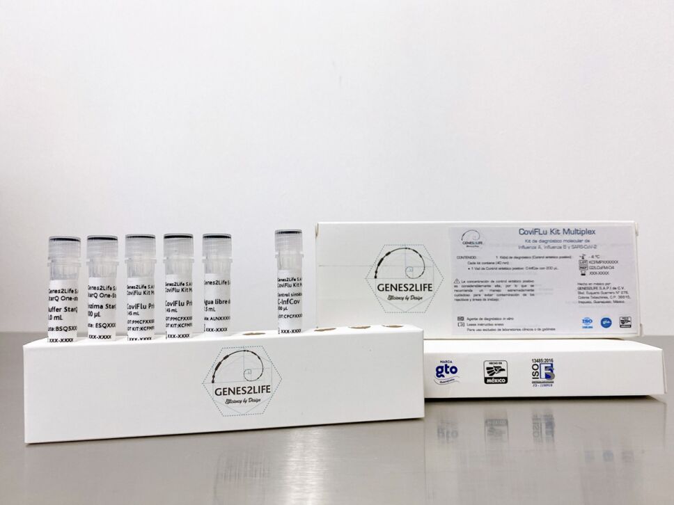 Coviflu kit, una prueba de diagnóstico que permite identificar la COVID-19 e influenza A y B.