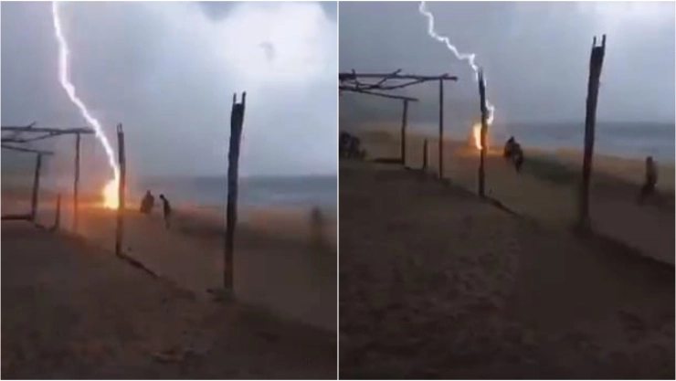 VIDEO: Rayo cae en playas de Michoacán y mata a dos personas