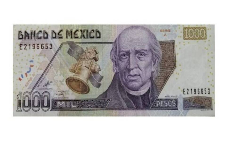 Piden un dineral por billete de mil pesos de Miguel Hidalgo