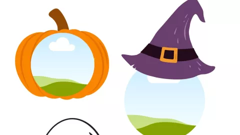 Plantilla editable plantillas Halloween oficina para imprimir: Bruja, fantasma, calabaza y más