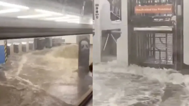 VIDEO Captan el momento en el que ocurren las inundaciones en el metro de Nueva York el 14 de julio
