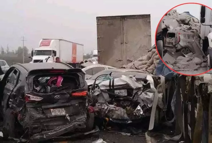 Accidente en Guanajuato: Camión se queda sin frenos y destruye 6 autos en macrolibramiento