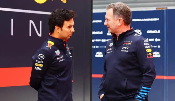 Christian Horner y Checo Pérez