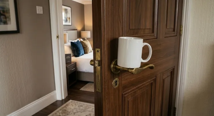 Taza manija de la puerta hotel