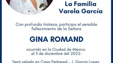 Gina Romand murió a los 84 años de edad