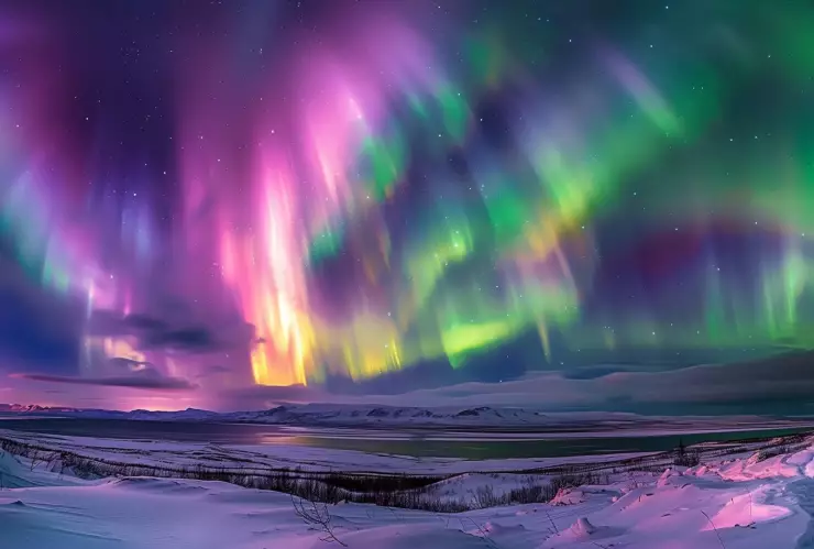 las luces danzantes iluminan los cielos de colores vibrantes