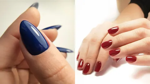 Uñas rojo y azul