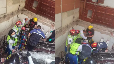 CDMX: Derrumbe de obra en la Cuauhtémoc deja un trabajador prensado (FOTO)