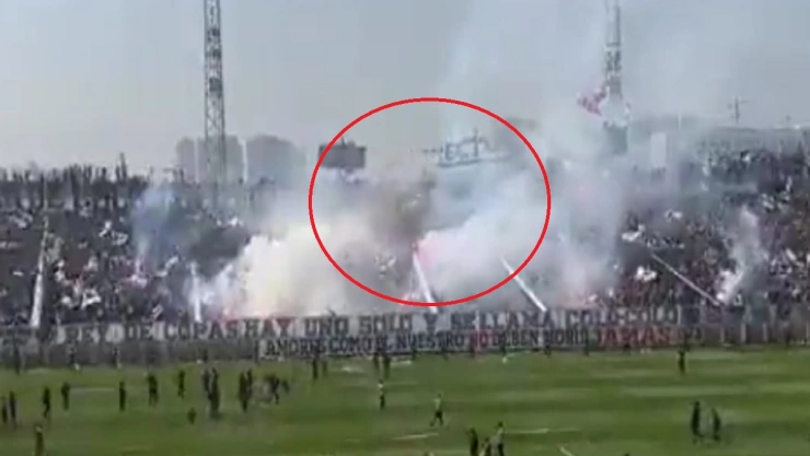 derrumbe en tribuna de estadio de Chile
