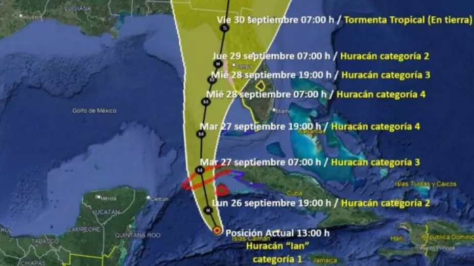 Huracán Ian se fortalece y se mueve al nor-noroeste