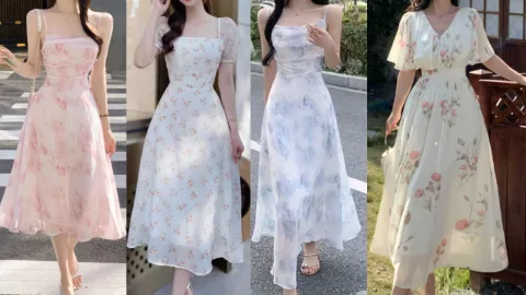 vestidos coreanos con tirantes y estampado