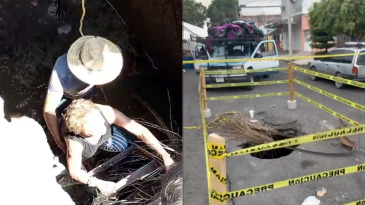 mujer cae a socavón en Guadalajara, Jalisco