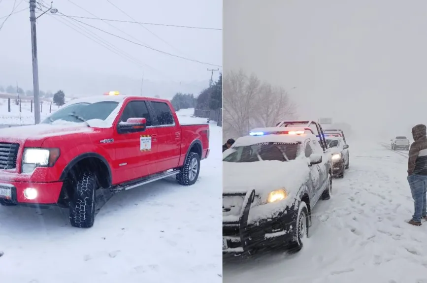 La nieve en Chihuahua cubre de blanco vehículos, que quedan sepultados bajo capas de hielo.