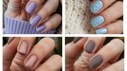 modelos de uñas efecto suéter