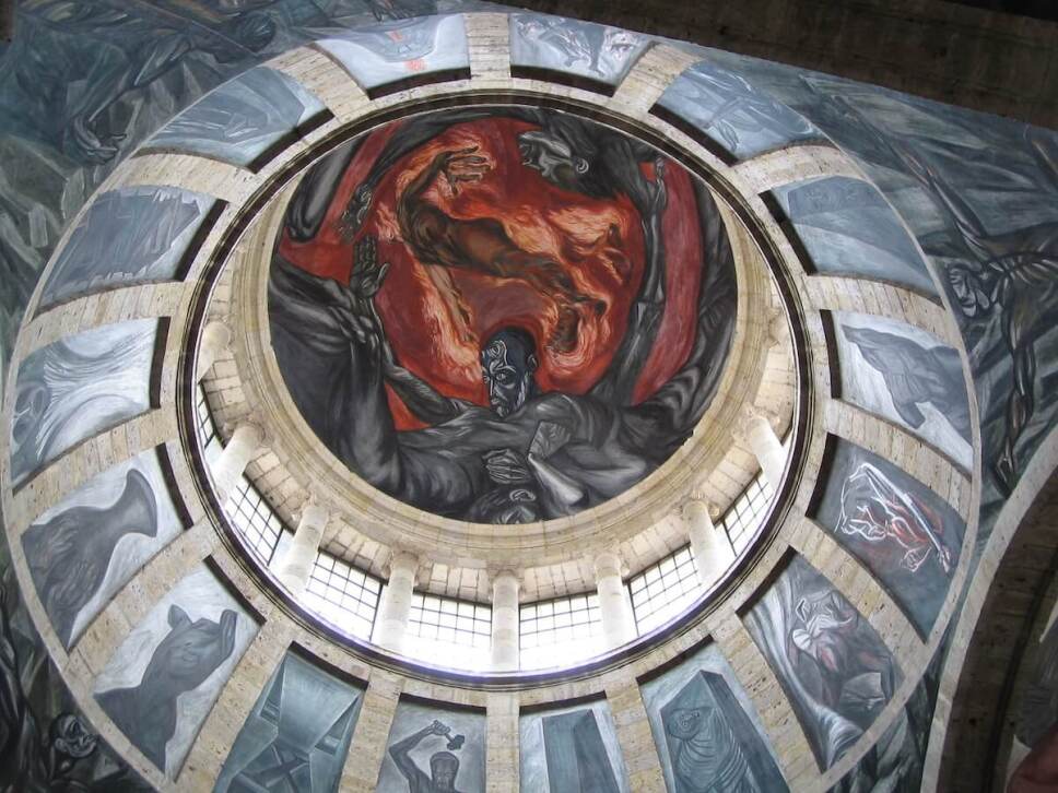 Mural de José Clemente Orozco, Hombre en llamas, en el interior del Hospicio Cabañas