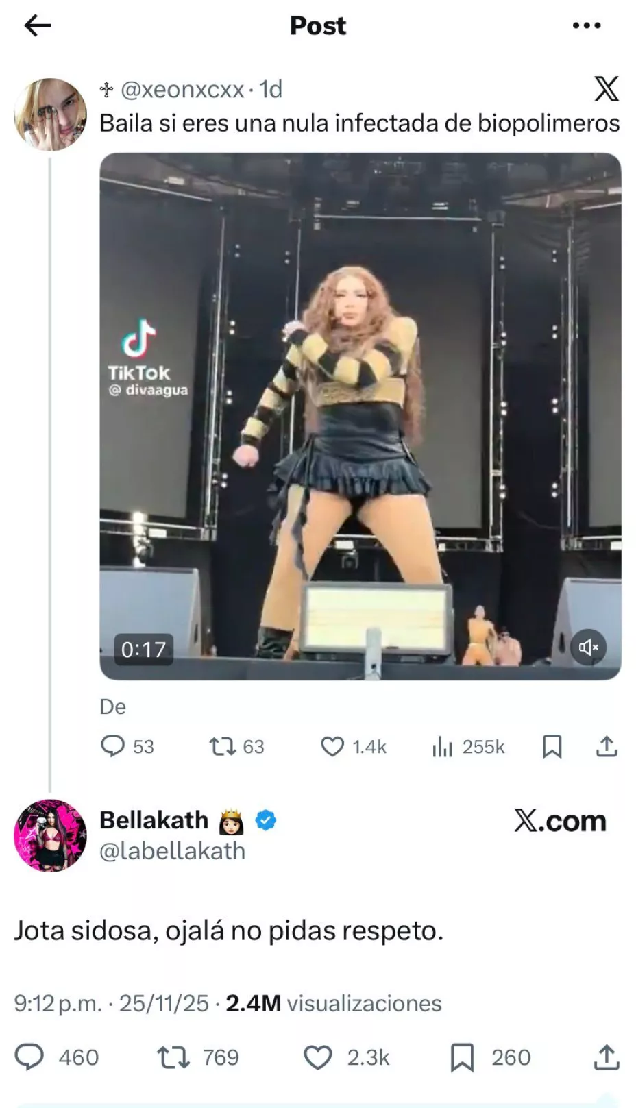 Respuesta de Bellakath en X