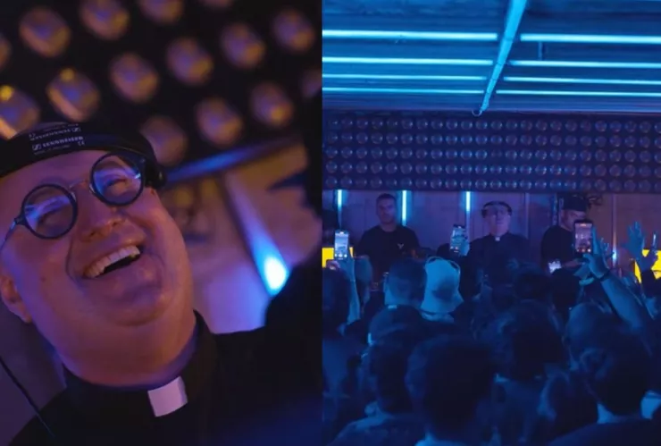 El Padre Guilherme y la Guadalupana encienden el ambiente en Bar de música electrónica en Chapultepec