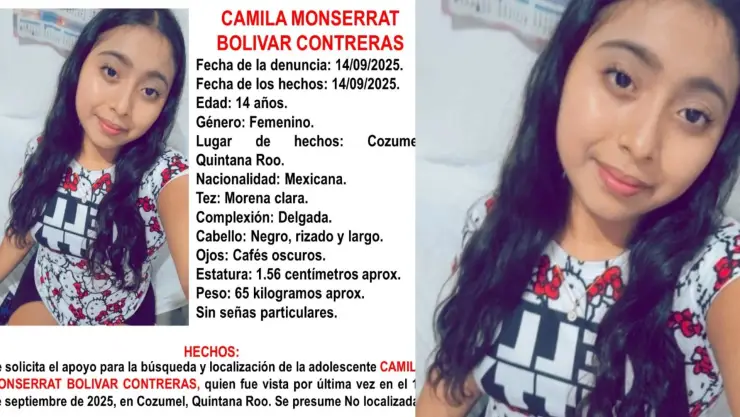 Reportan desaparición de Camila Monserrat Bolívar Contreras, adolescente de 14 años, en Cozumel: Esto se sabe