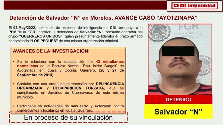 Detenido Salvador N por caso Ayotzinapa