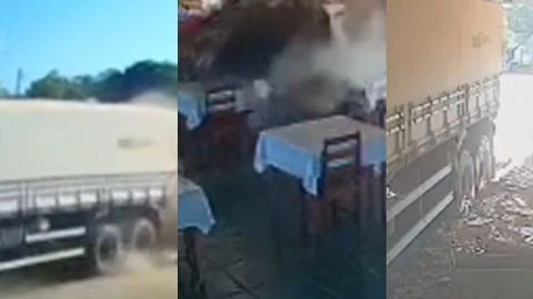 Un tráiler chocó contra un restaurante en Brasil tras ser golpeado por un camión conducido por un hombre ebrio