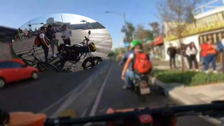 Uno de los tripulantes de la moto insultó al ciclista.