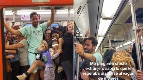 Extranjero viaja en vagón de mujeres