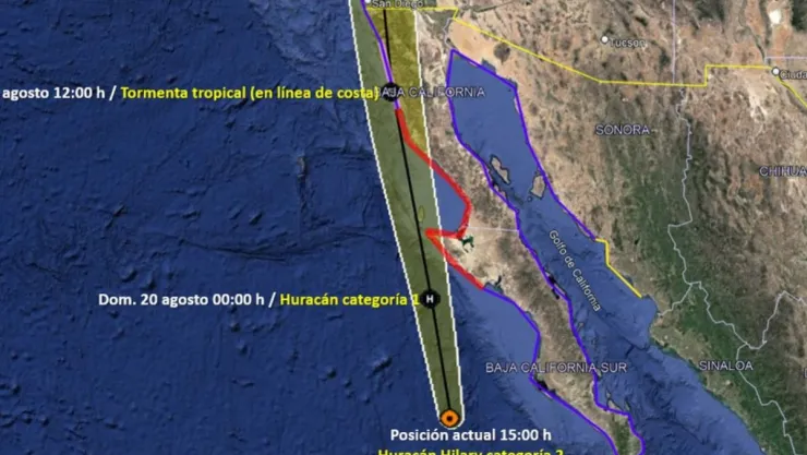 Huracán Hilary bajó a categoría 2 hoy 19 de agosto 2023; Cuándo y dónde tocará tierra