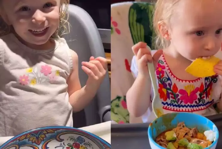 VIDEO_ Niña extranjera rechaza los nuggets para comer prefiere el pozole, se viraliza en redes