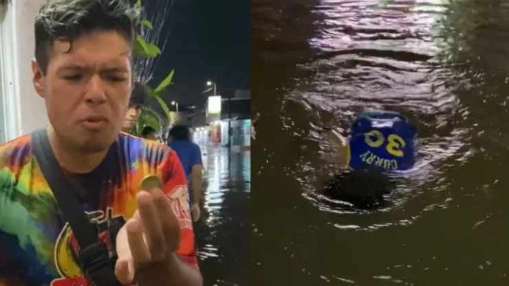 Sacamonedas en inundaciones de Veracruz