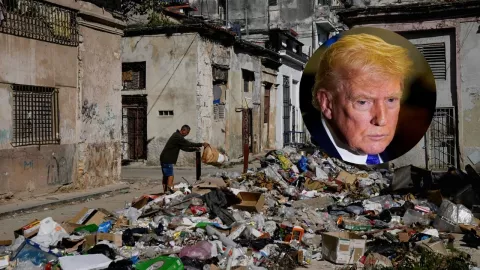 Fotos de calles de Cuba llenas de basura y del presidente de Estados Unidos, Donald Trump.