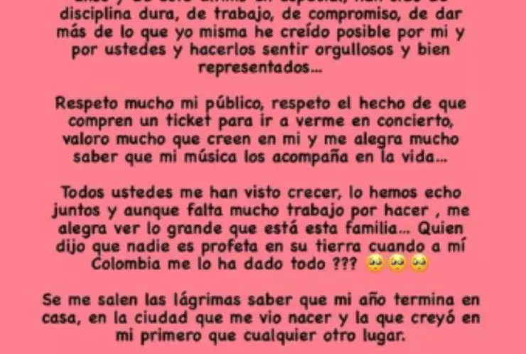 Karol G comparte emotivo mensaje en Instagram para todos sus seguidores