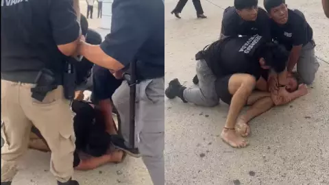 Seguridad de Plaza de Cancún someten a un extranjero y hacen uso excesivo de la fuerza (1).jpg