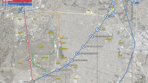 El mapa con las estaciones de la Línea 12 del Trolebús Aztecas que pasará por Coyoacán