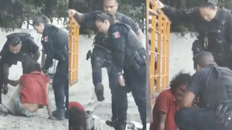 Captan a dos policías agrediendo a un indigente en GDL