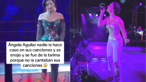 Ángela Aguilar baja del escenario