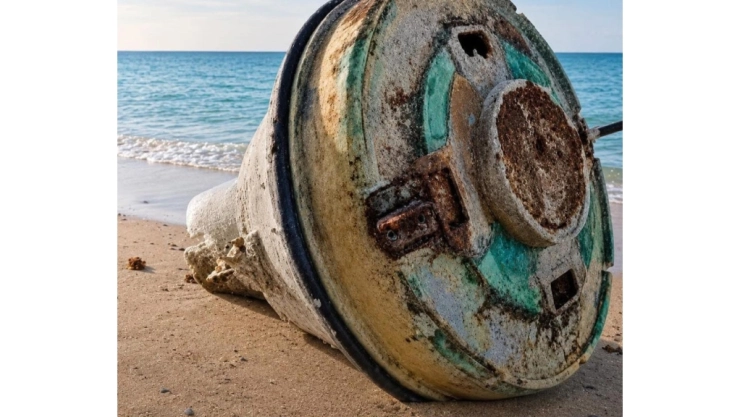 Extraño y ENORME objeto recala playas de Yucatán; las olas lo llevaron a la orilla