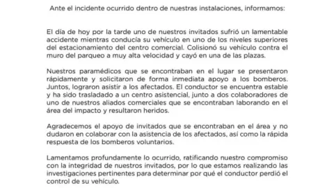 Comunicado Centro Comercial Miraflores