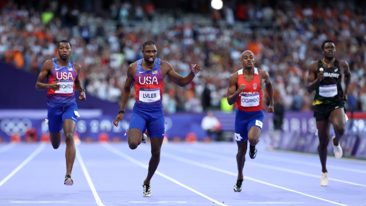 Noah Lyles en la final de 200 metros planos de París 2024