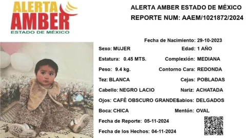 ALERTA AMBER: Sian Kan An García Zepeda, bebé de un año, desapareció en Estado de México