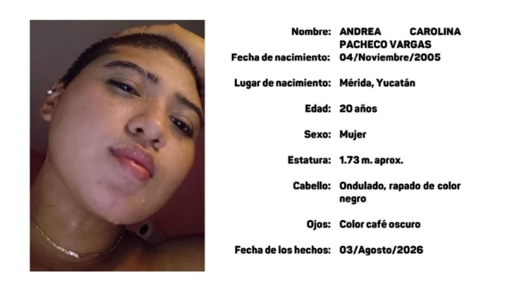 Buscan a Andrea Carolina; DESAPARECIÓ en Yucatán hace 72 horas y esto se sabe